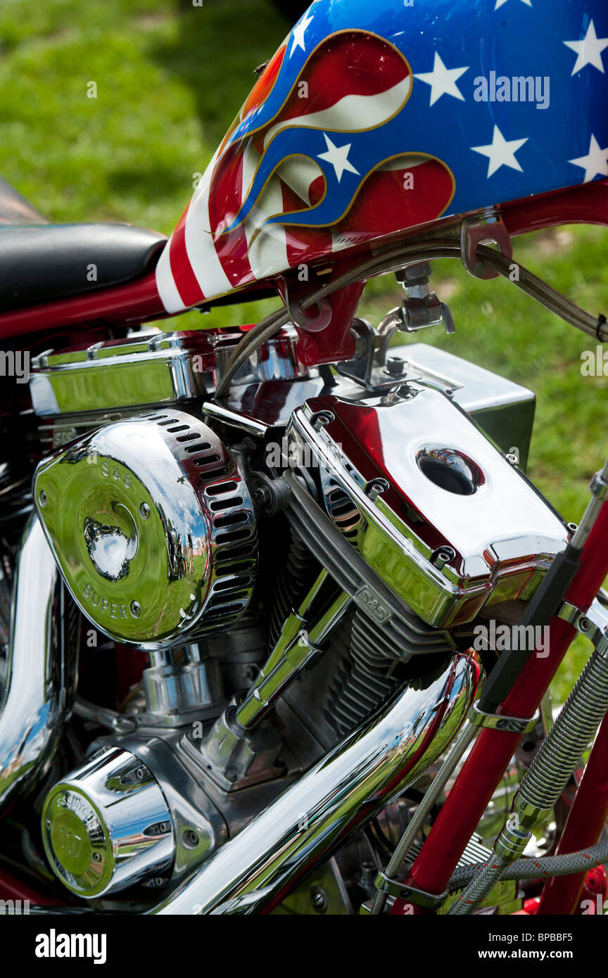 Harley Davidson Motorrad mit benutzerdefinierten amerikanische Flagge Malerarbeiten Stockfoto