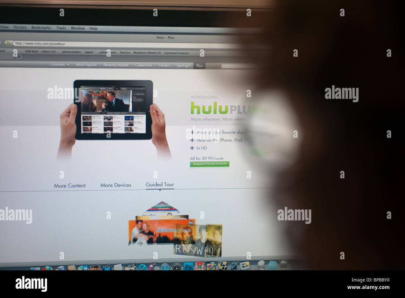 Die beliebte Hulu Website zeigen Videos und Clips von TV-Shows und Filme Stockfoto