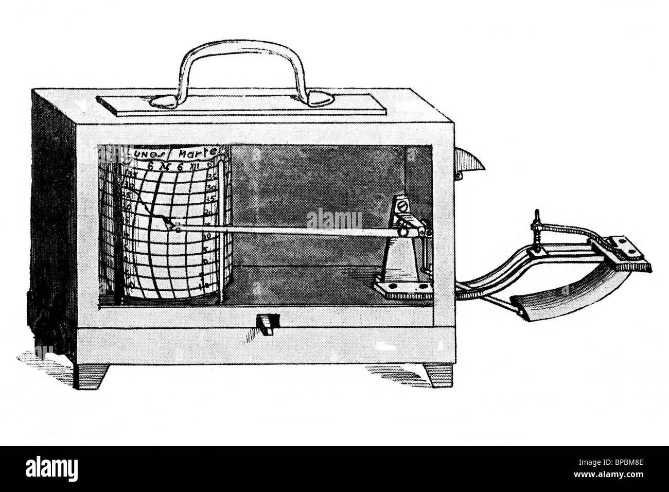 Aufnahme Thermometer. Antike Darstellung. 1900. Stockfoto