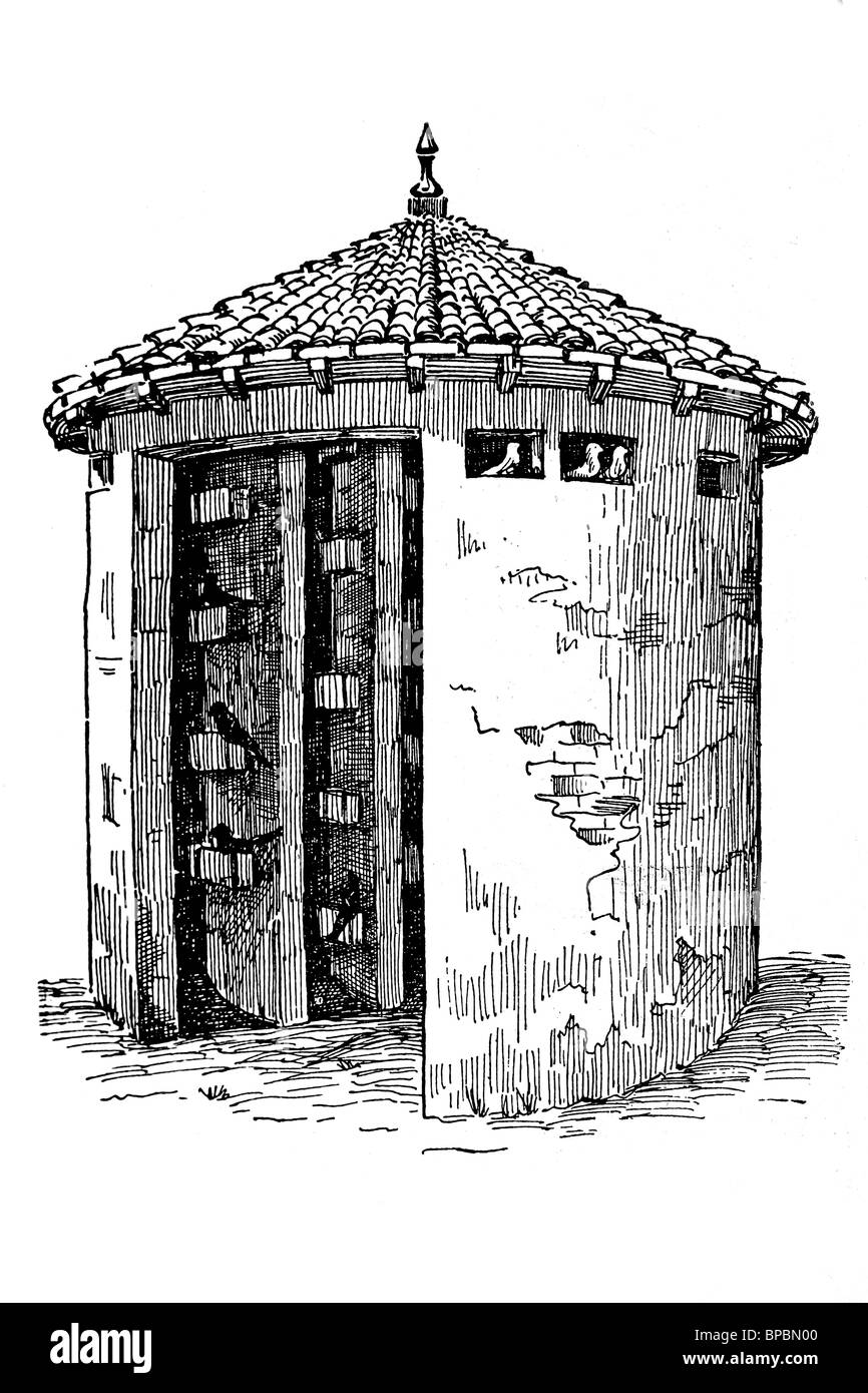 Taubenschlag. Antike Darstellung. 1900. Stockfoto