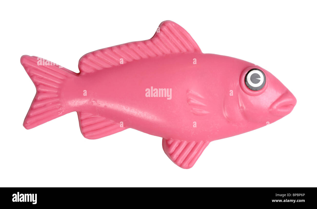 Rosa Plastikfische Stockfoto