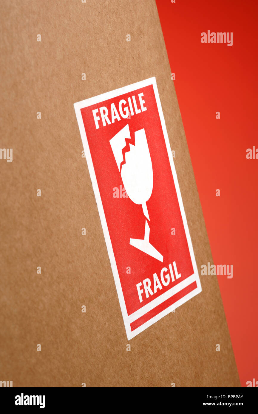 Fragile Aufkleber Stockfoto