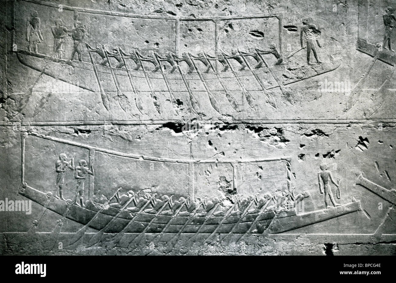 Ägyptischer Kalkstein Relief (Fifth Dynastie - 3480-2350 v. Chr.)  gefunden Sie in der alten Nekropole in Sakkara in der Gruft der Ti Stockfoto