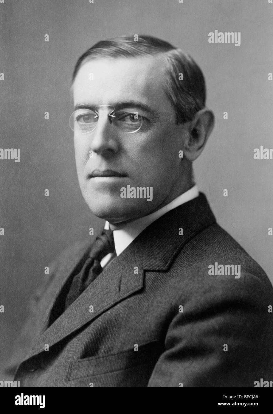 Portrait-Foto ca. 1908 von Woodrow Wilson (1856-1924) - der 28. US-Präsident (1913-1921). Stockfoto