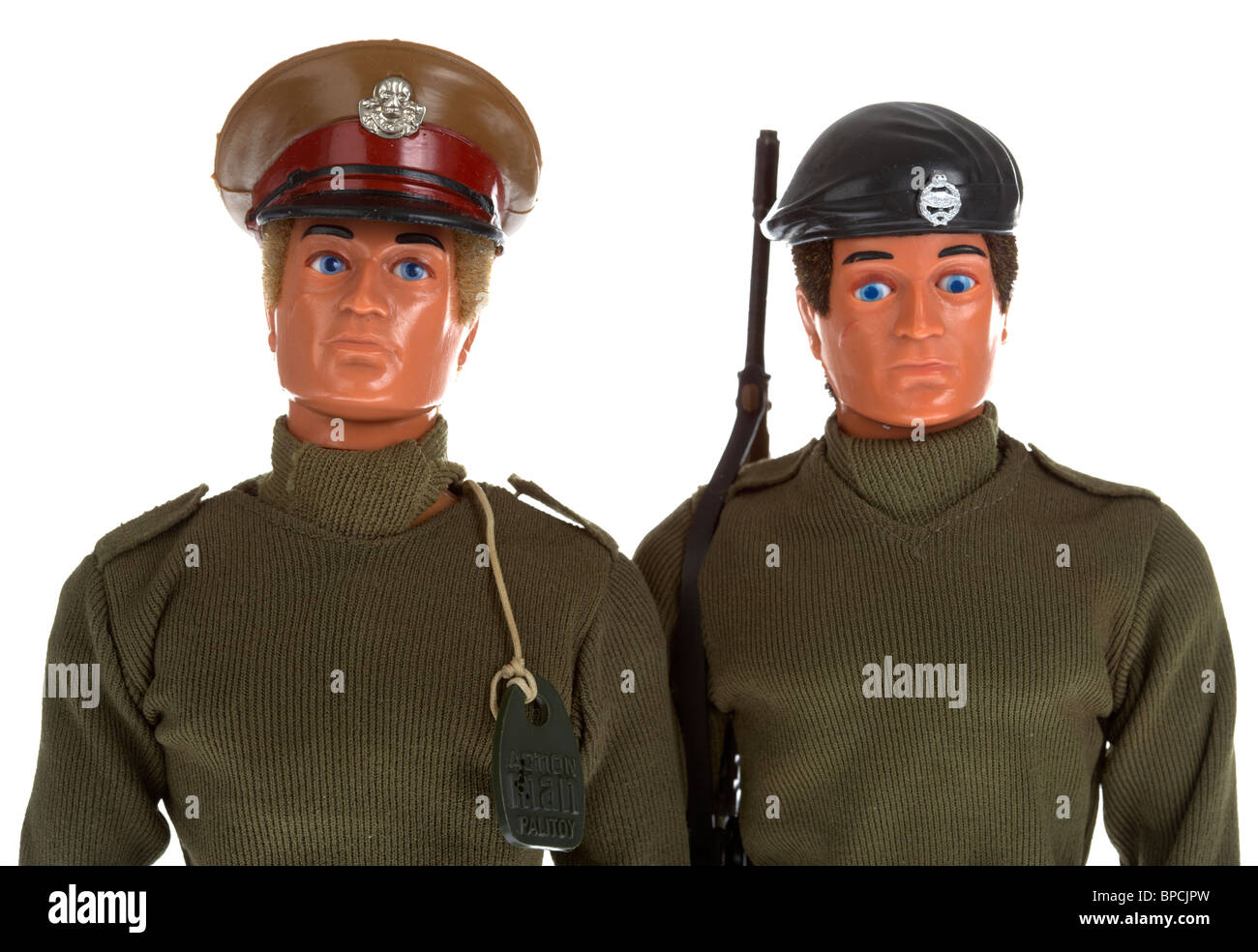 Vintage Aktion Mensch spricht Commander und grundlegende Soldat Puppen Stockfoto