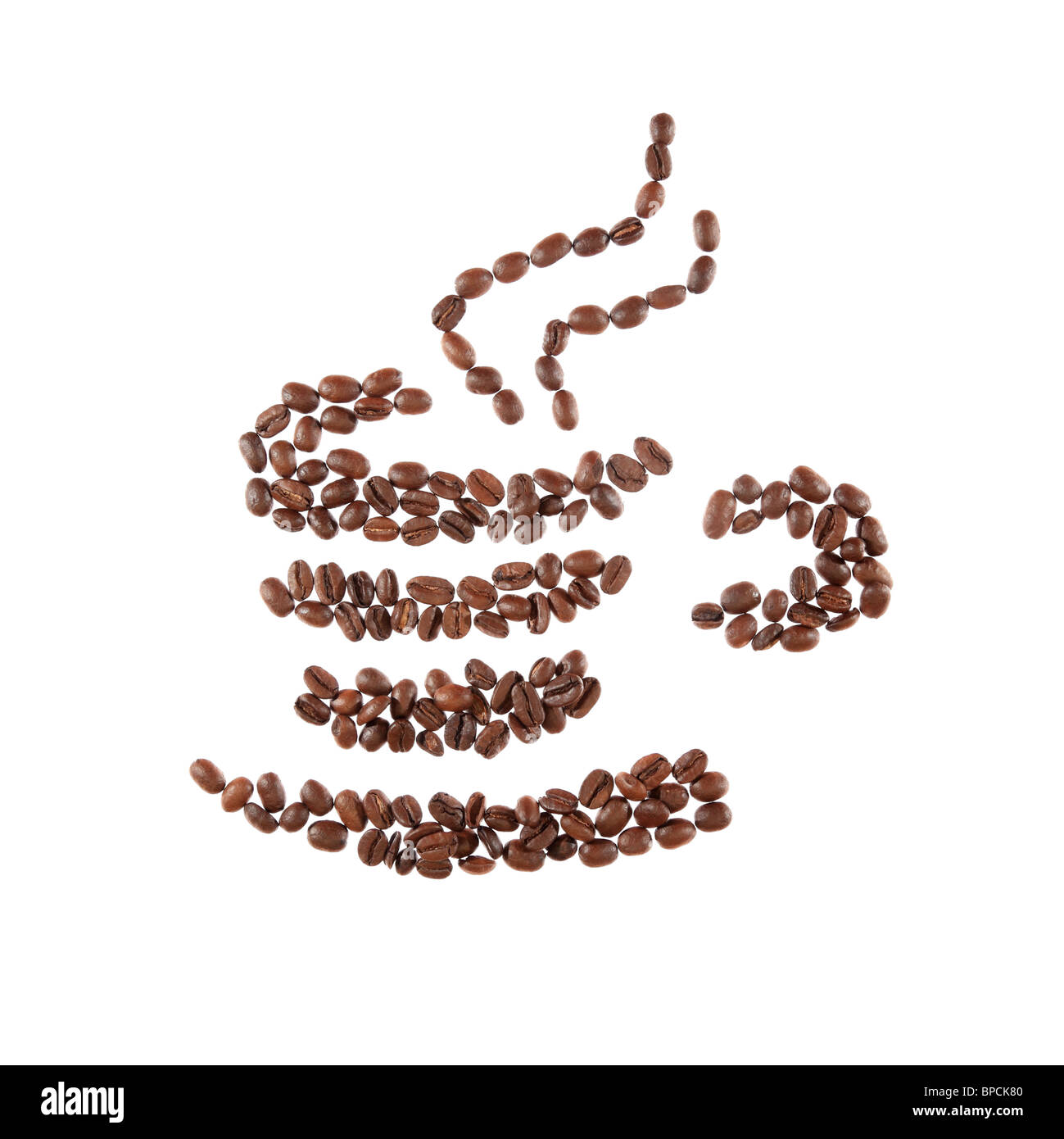 Große aromatische Kaffeebohnen Tasse Stockfoto