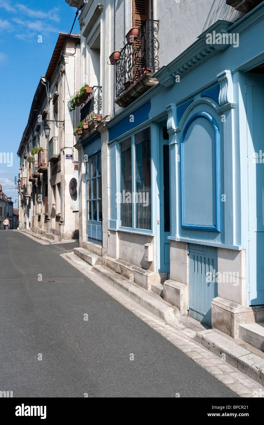 Ruhigen Straße in der französischen Stadt - Sud-Touraine, Frankreich. Stockfoto