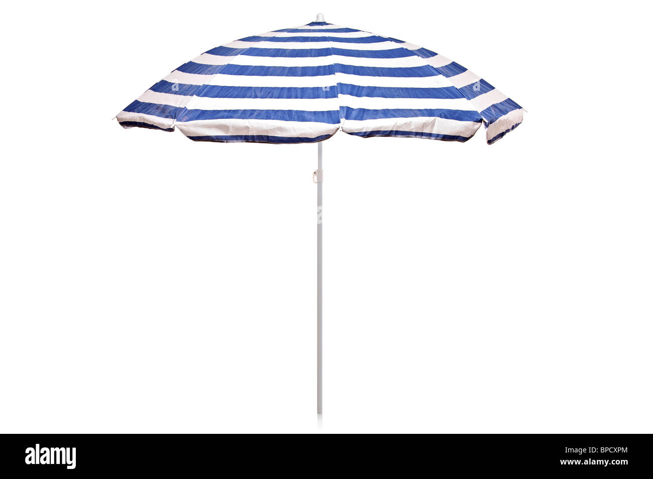 Blau-weiß gestreiften Schirm Stockfoto