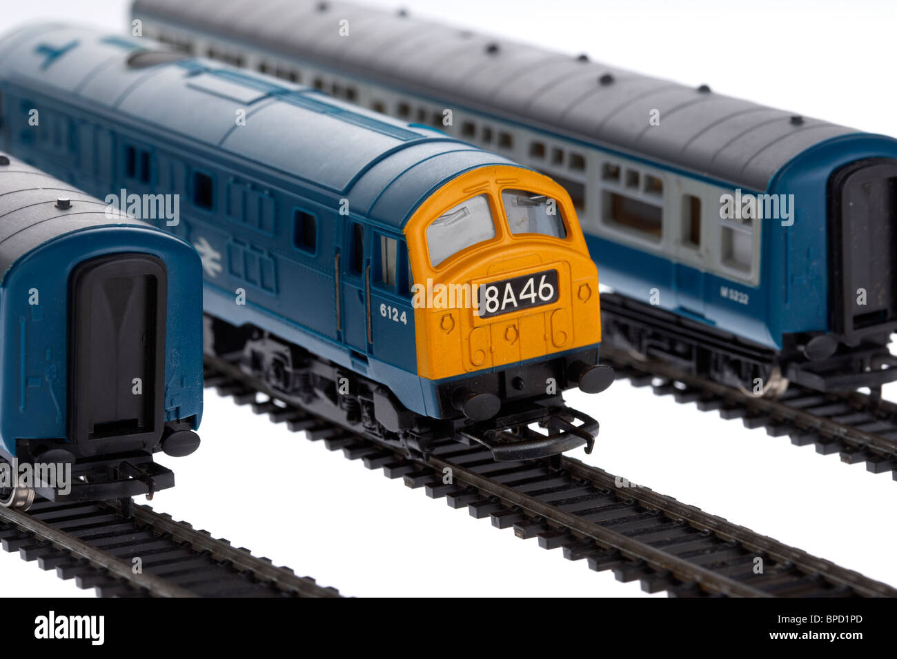 Modell-Eisenbahn Zug Set hergestellt in der 1970s 1980s von Hornby in Großbritannien Stockfoto
