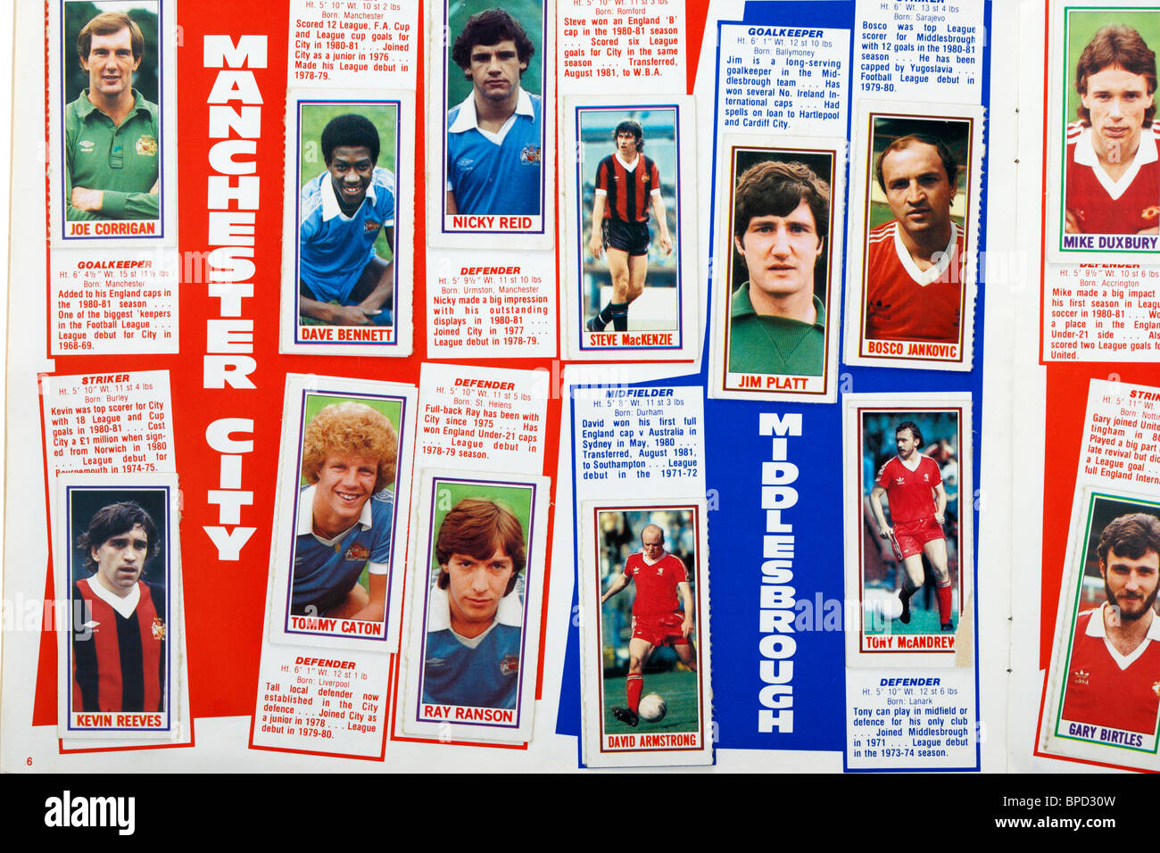 Englisch Fußball Spieler Karten Sammlung Buch aus der Saison 1981 / 82 im Vereinigten Königreich Stockfoto