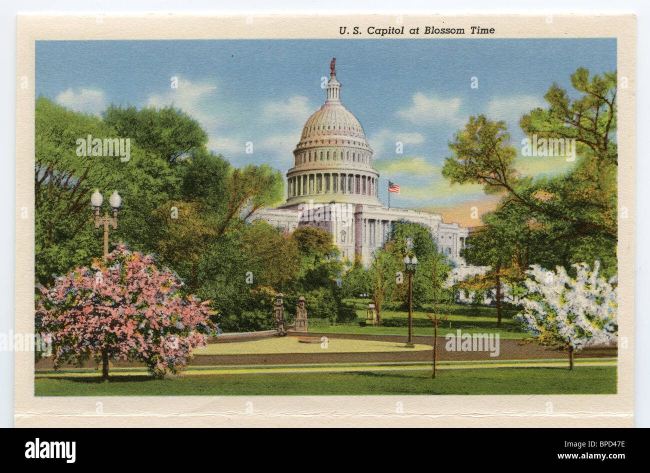 1935 alte Farbe Postkarte, Kapitol, Washington DC, USA Stockfoto