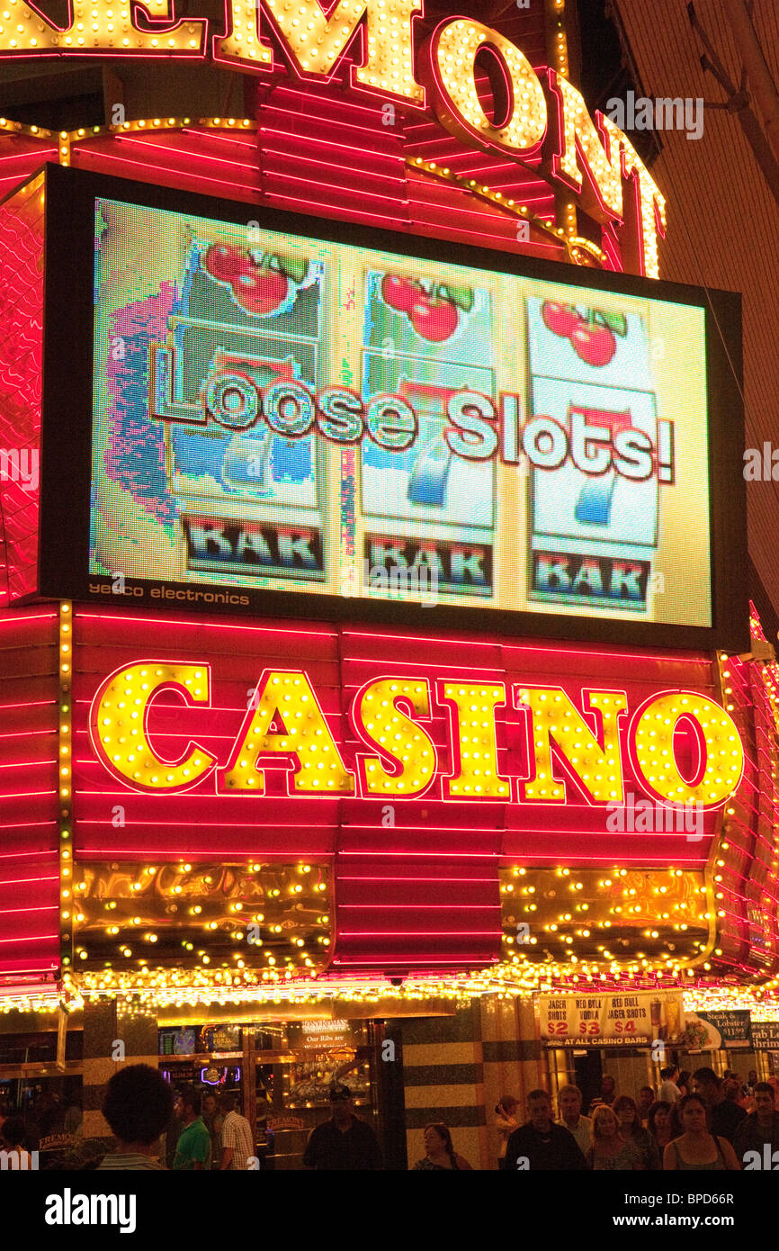 Fremont Casino Leuchtreklame, Fremont Street, Downtown Las Vegas Nevada, USA Stockfoto