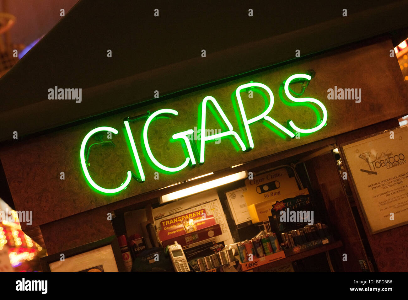Leuchtreklame für Zigarre Stall, Fremont St, Las Vegas Nevada, USA Stockfoto