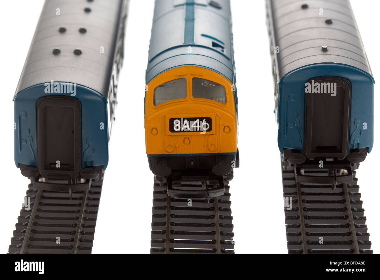 Modell-Eisenbahn Zug Set hergestellt in der 1970s 1980s von Hornby in Großbritannien Stockfoto