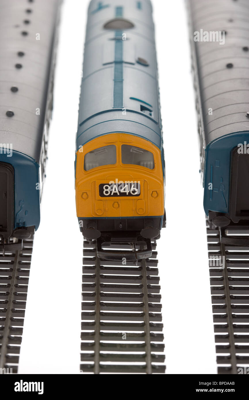 Modell-Eisenbahn Zug Set hergestellt in der 1970s 1980s von Hornby in Großbritannien Stockfoto