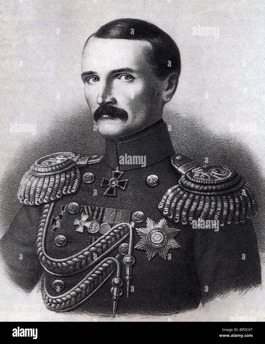 Vize-Admiral Vladimir Kornilov Held des Krim-Krieges. Lithographie nach einer Zeichnung von Georg Wilhelm Timm. XIX. Jahrhunderts. Stockfoto