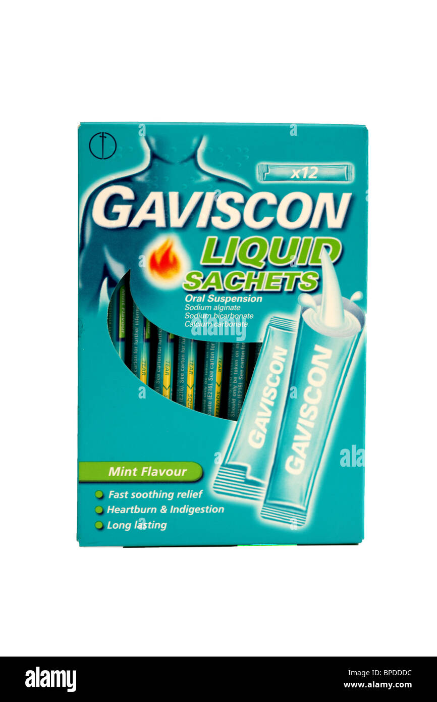 Gaviscon Flüssigkeit Sachets Stockfoto