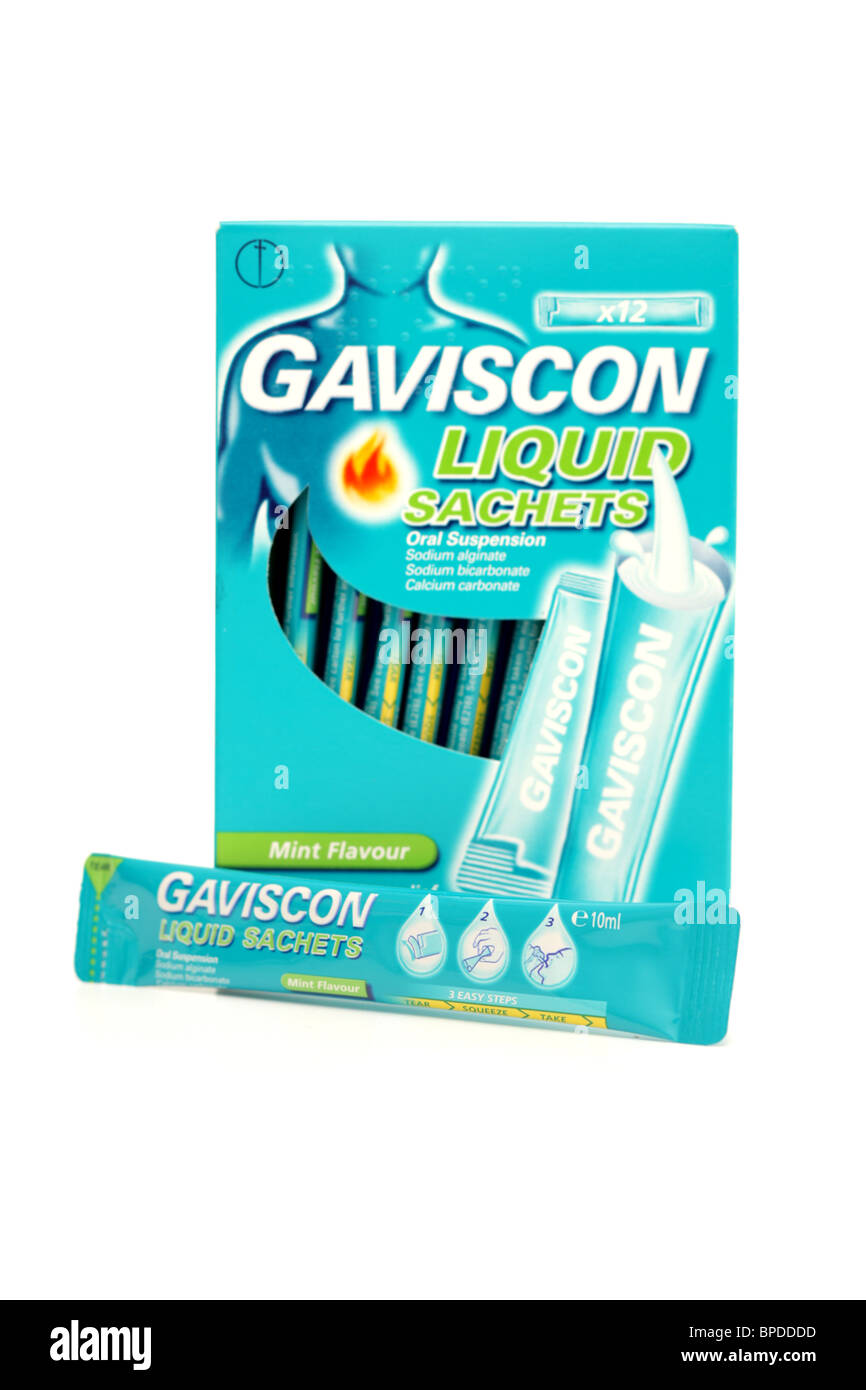 Gaviscon Flüssigkeit Sachets Stockfoto