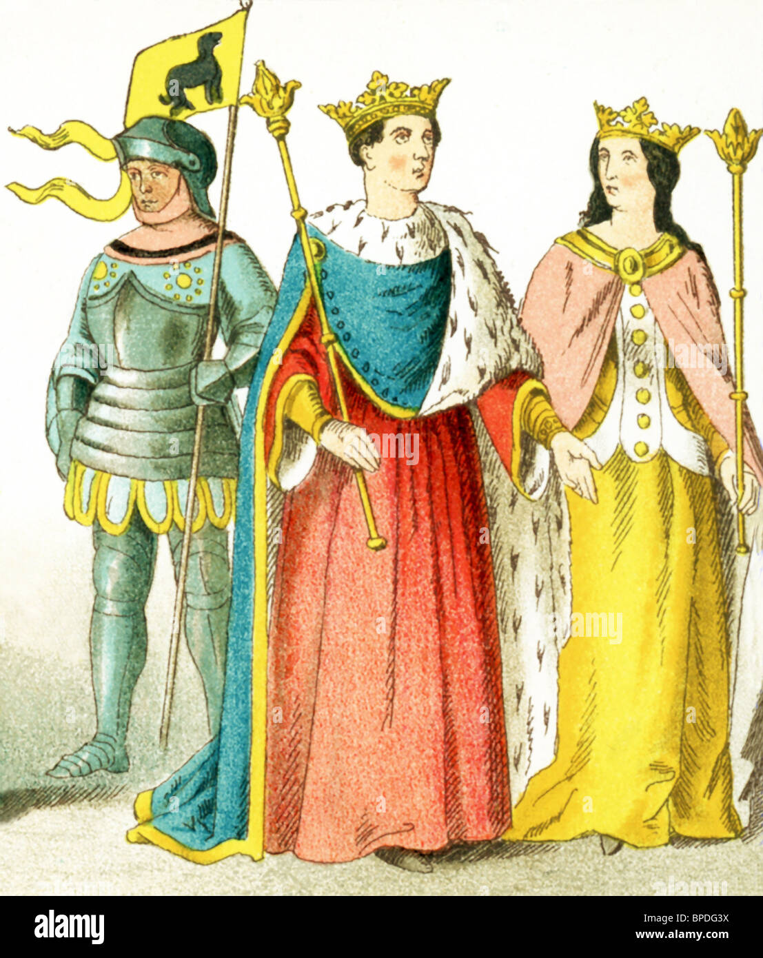 Englisch Menschen zwischen 1400 – 1450 n. Chr.: ein Ritter, Henry VI (1445) und Margaret (seine Gemahlin). Stockfoto