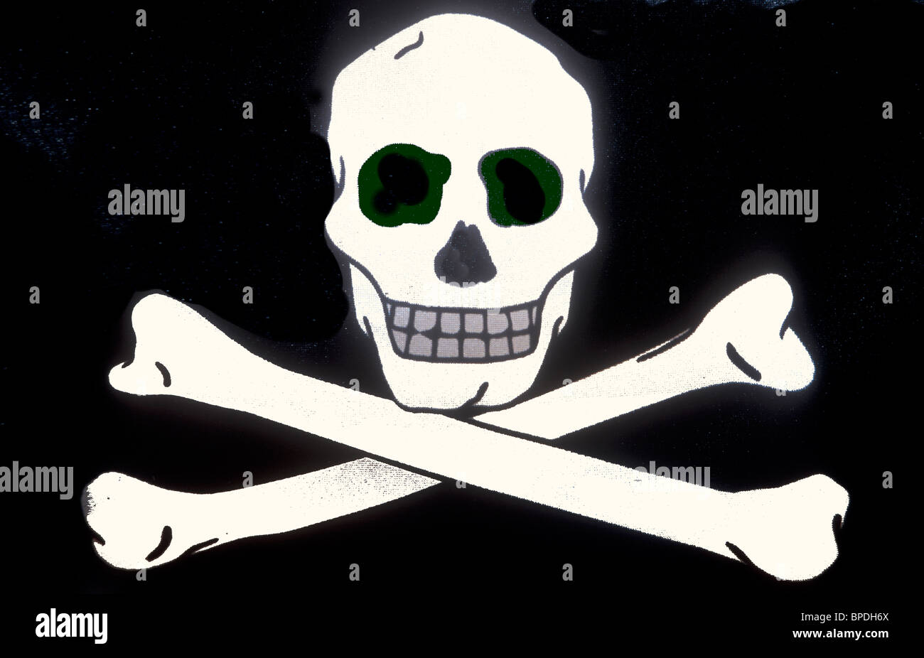 "Jolly Roger" Symbol mit Schädel und gekreuzten Knochen Stockfoto