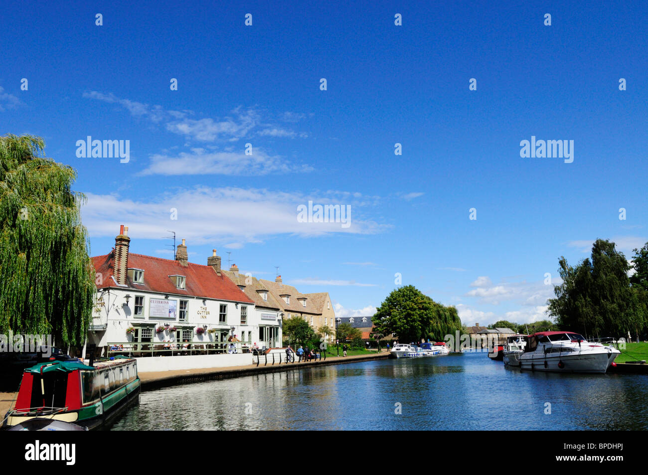 Der Cutter Inn, Fluss Great Ouse und Waterfront an Ely, Cambridgeshire, England, UK Stockfoto
