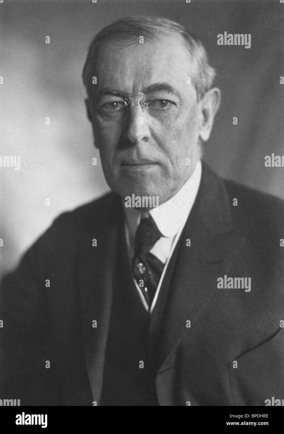 Portrait-Foto ca. 1919 von Woodrow Wilson (1856-1924) - der 28. US-Präsident (1913-1921). Stockfoto