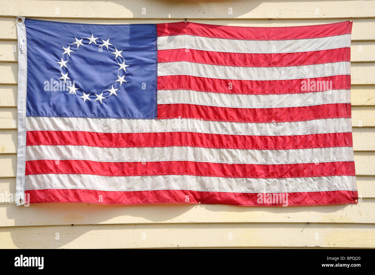 Betsy Ross 13-Zustand alte amerikanische Flagge, USA Stockfoto