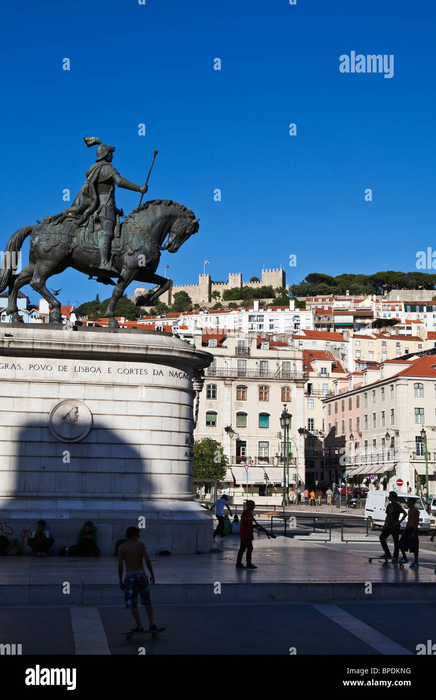 Praca da Figueira Platz Lissabon Portugal Stockfoto