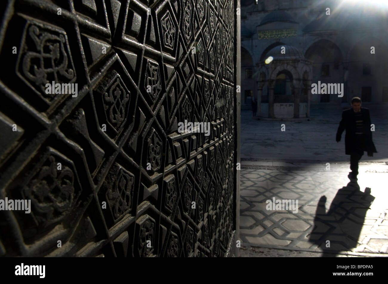 Morgen an der Blauen Moschee, Istanbul, Türkei Stockfoto