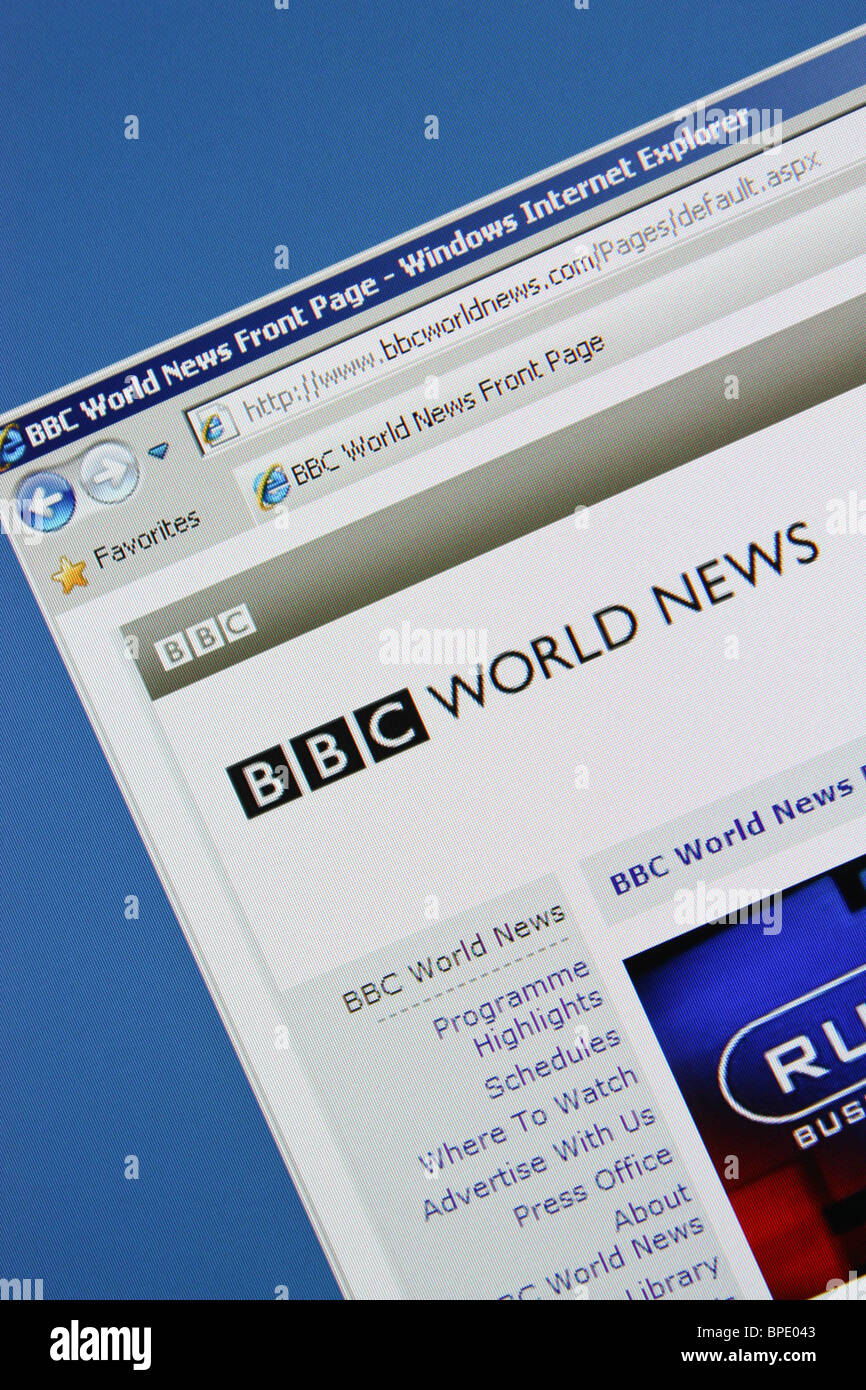 BBC World News online-Webseite Stockfoto