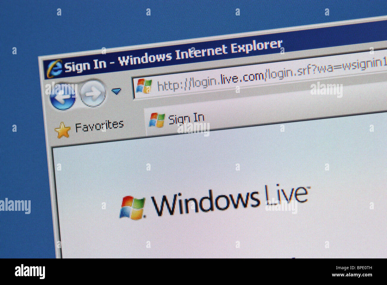 Windows live Online-Webseite Stockfoto