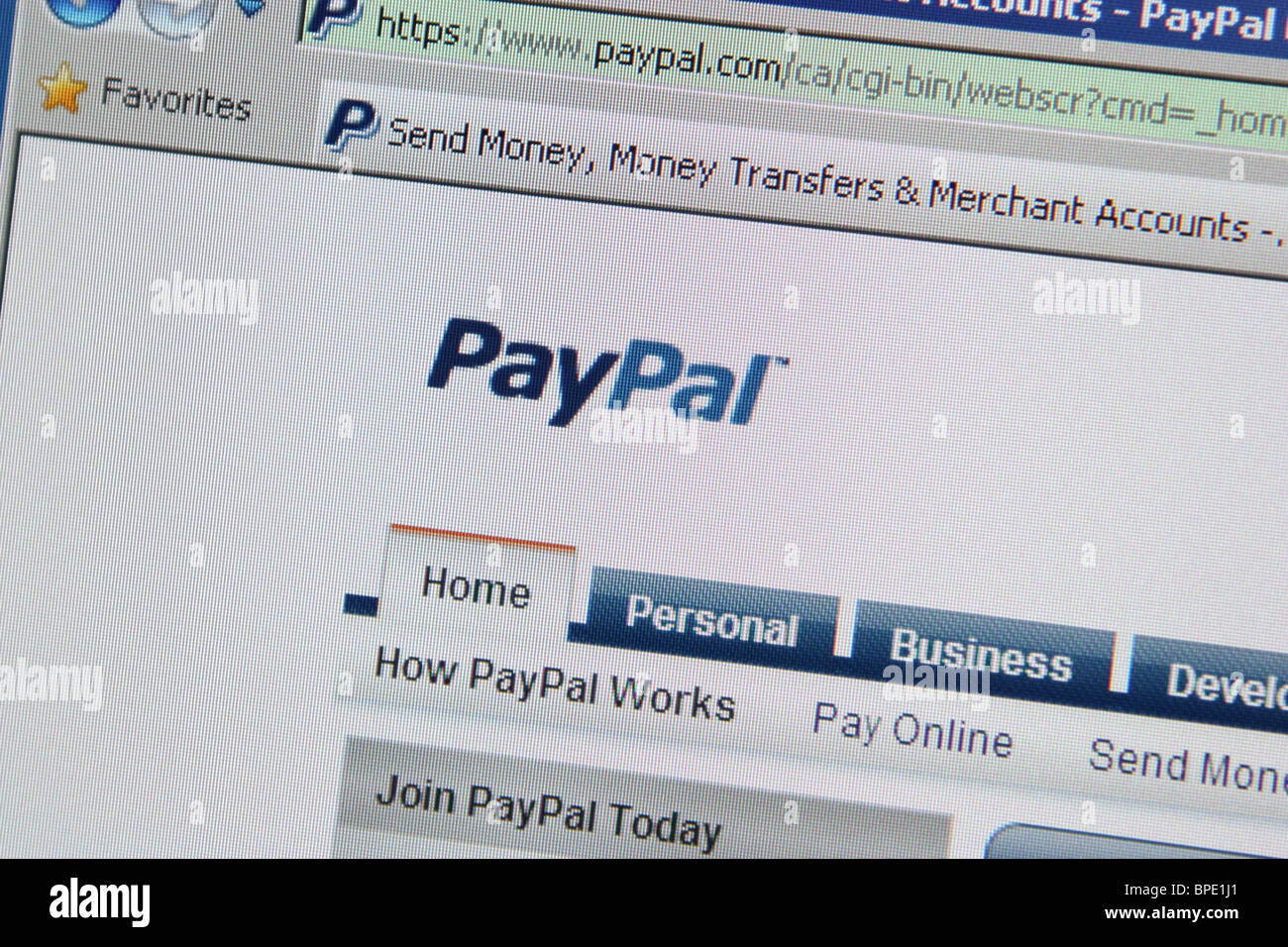 PayPal Online-Payment Money Transfer-website Stockfoto