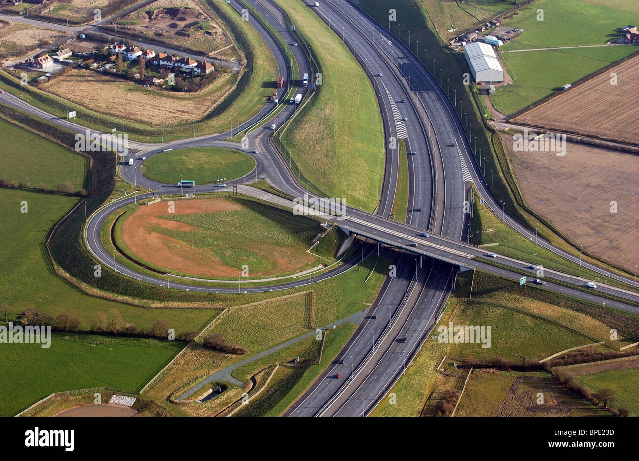 Maut Autobahn M6 an der nördlichen Verbindung mit der M6 bei Saredon in Staffordshire 24.01.2005 Stockfoto