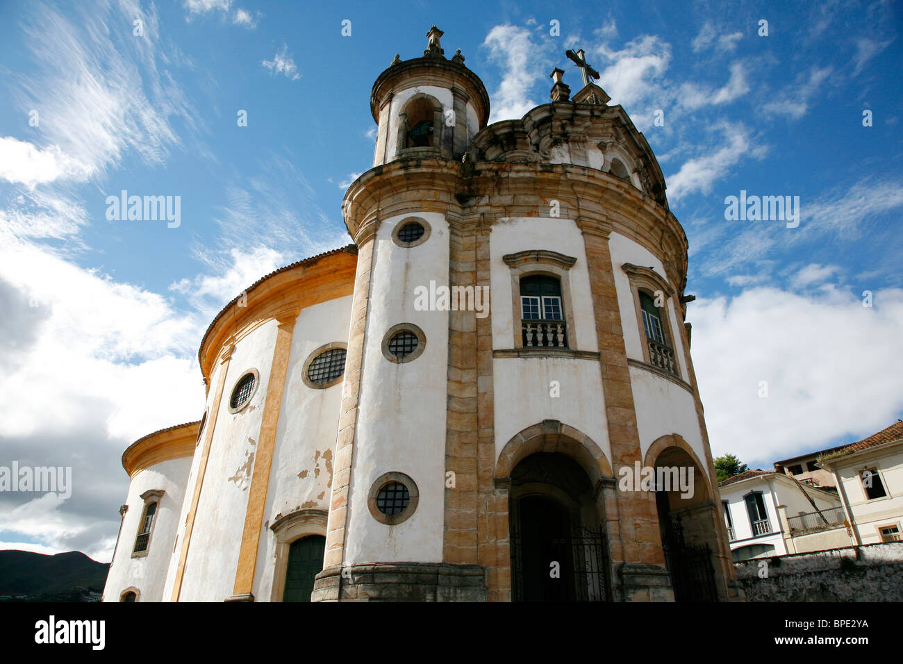 Igreja Nossa Senhora Rosario Kirche, Ouro Preto, Brasilien. Stockfoto