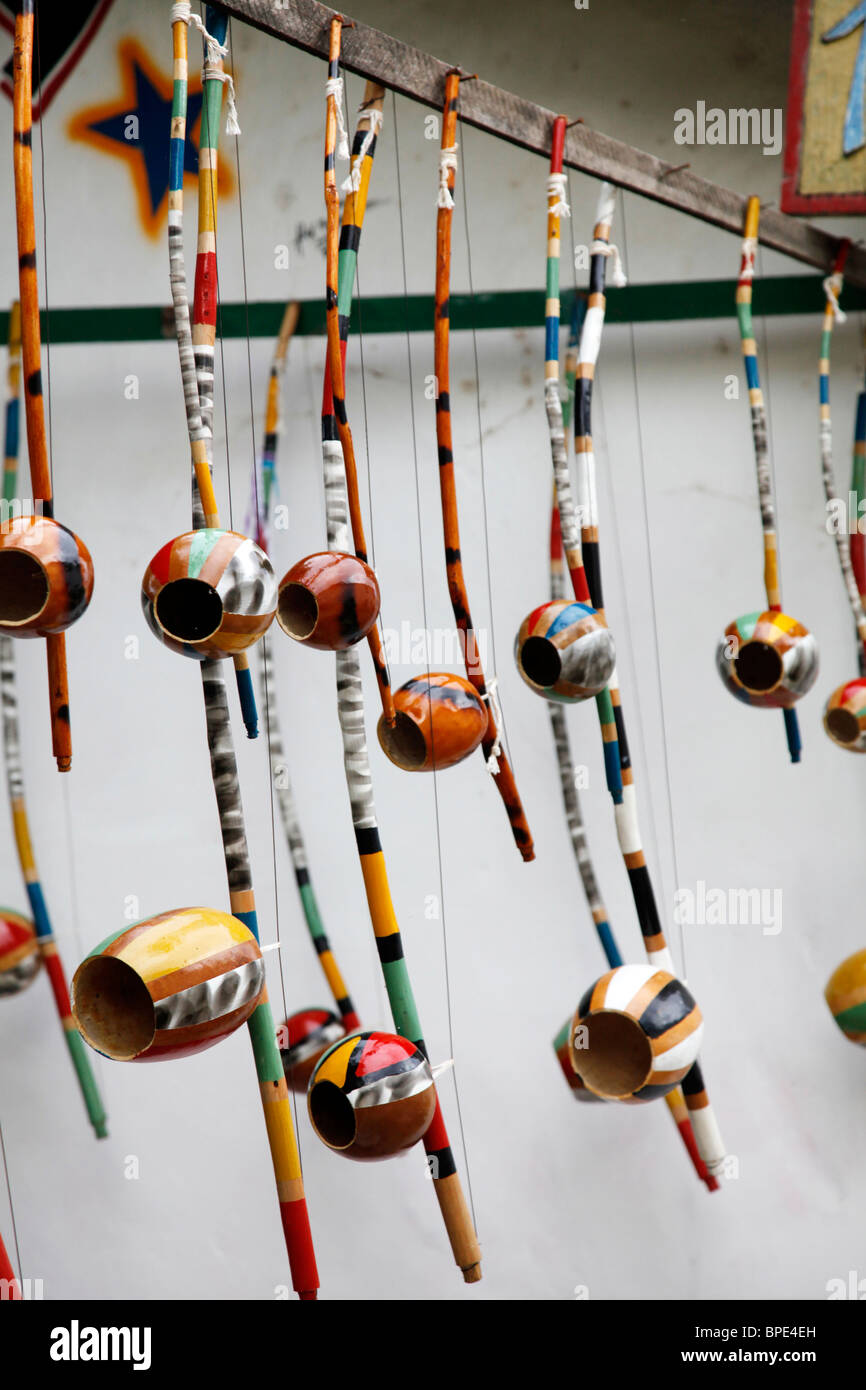 Berimbau-Instrument, das von Capoeira Musiker, Porto Seguro, Bahia, Brasilien verwendet wird Stockfoto