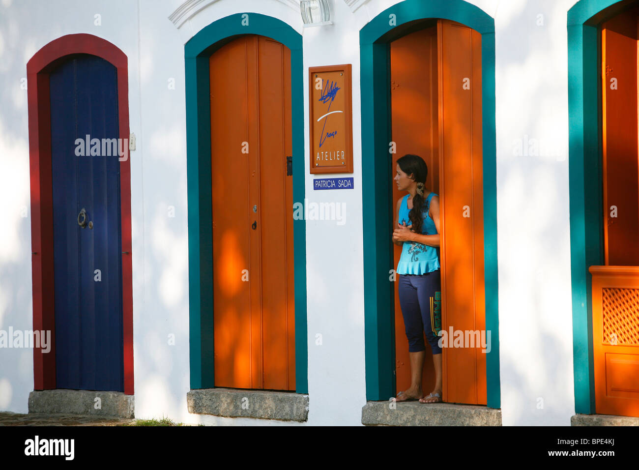 Typischen Häusern im Kolonialstil in der Altstadt von Parati, Bundesstaat Rio De Janeiro, Brasilien. Stockfoto