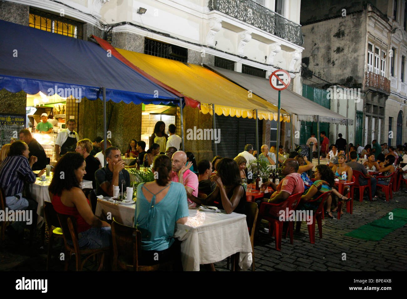 Im freien Restaurants in Lapa, Rio De Janeiro, Brasilien. Stockfoto