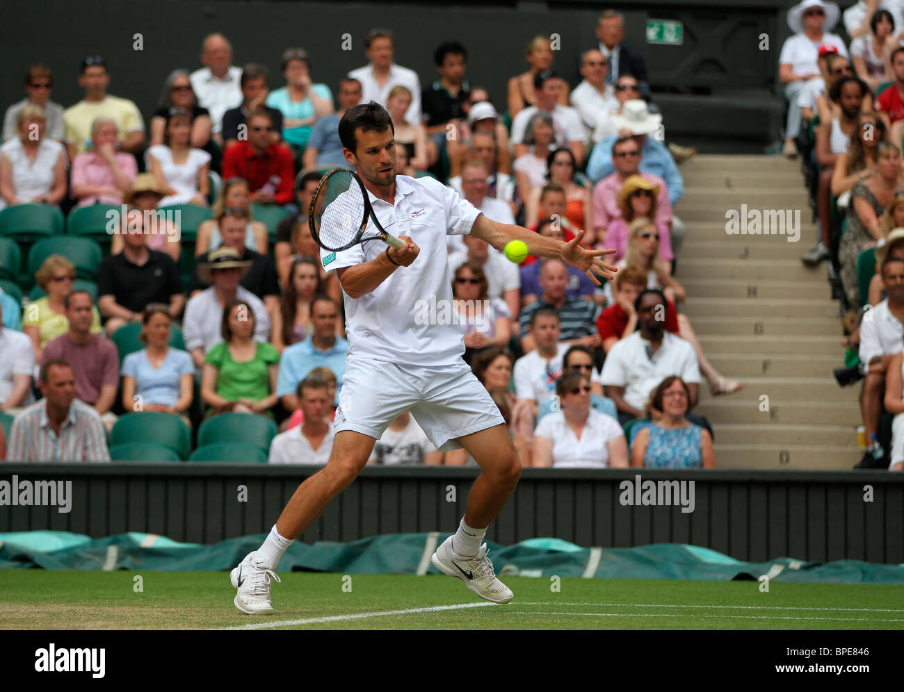 Philipp Petzschner Deutschlands in Aktion bei den Wimbledon Championships 2010 Stockfoto