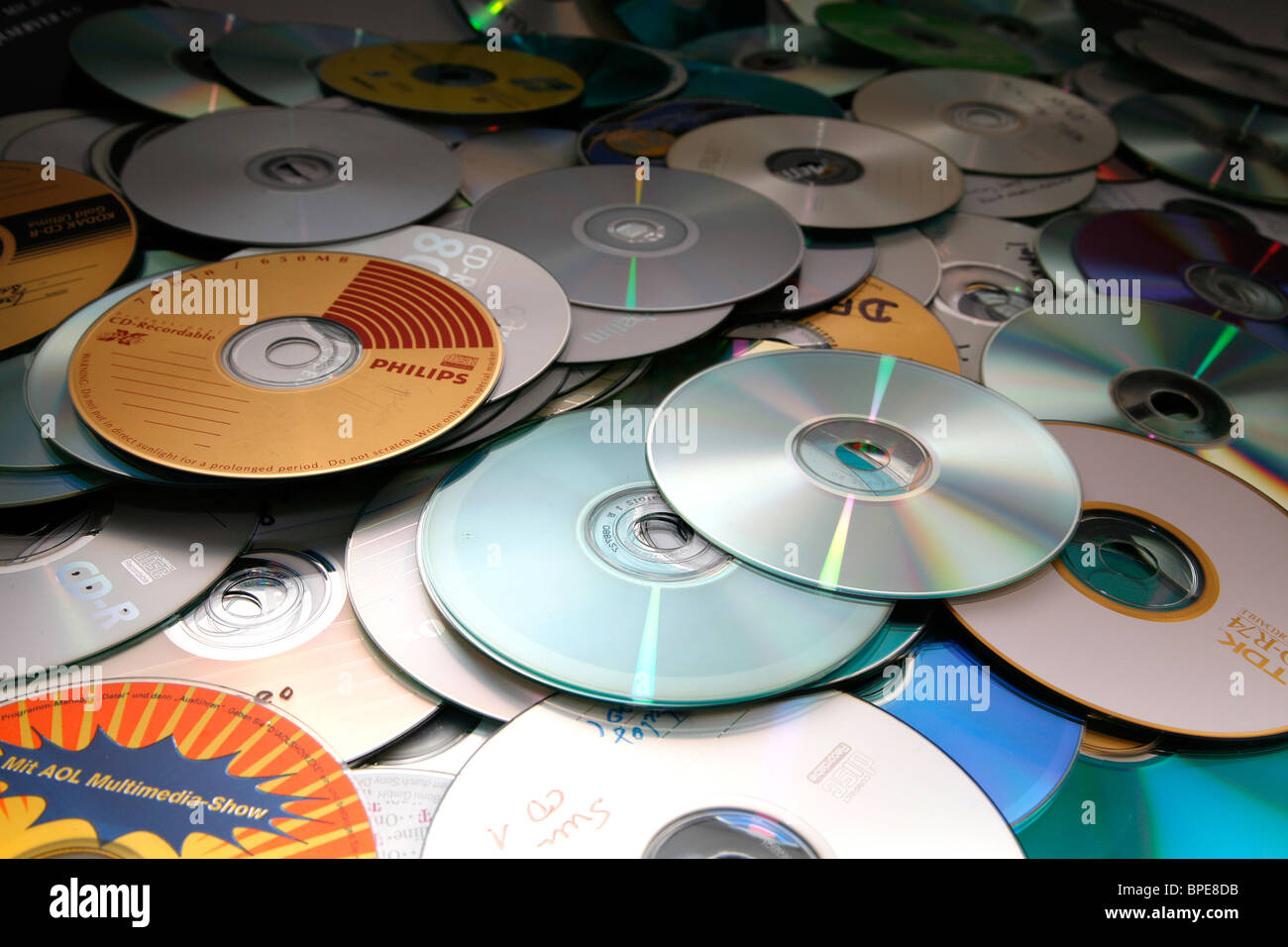 Haufen von CDs Stockfoto