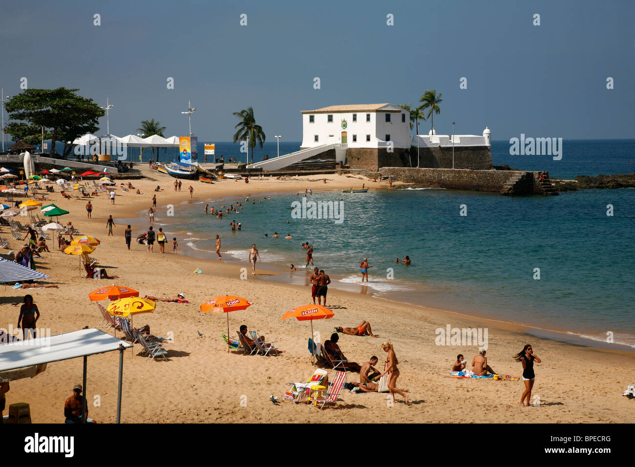 Porto da Barra Beach, Salvador, Bahia, Brasilien. Stockfoto