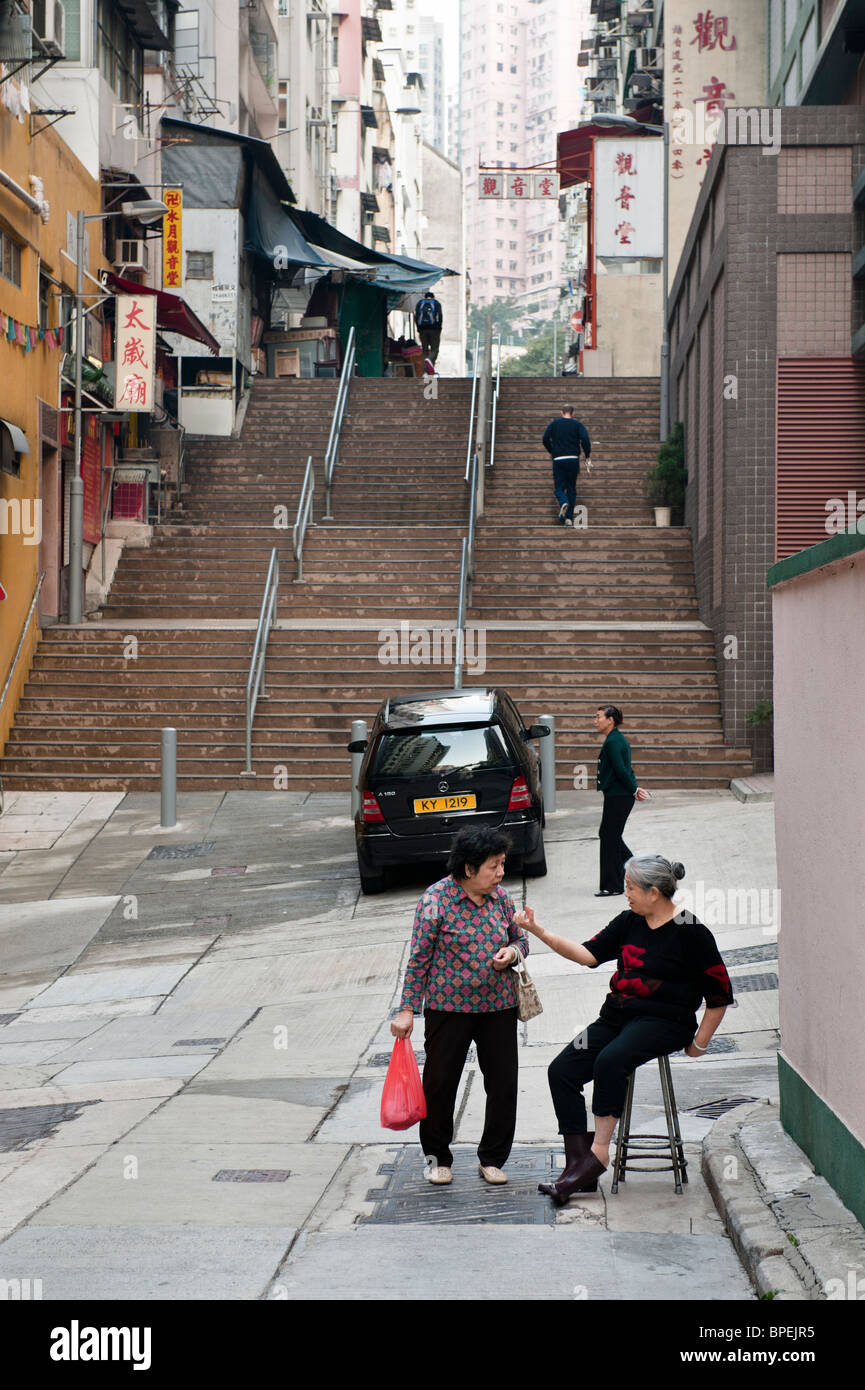 Tai Ping Shan Straße in Sheung Wan. Stockfoto