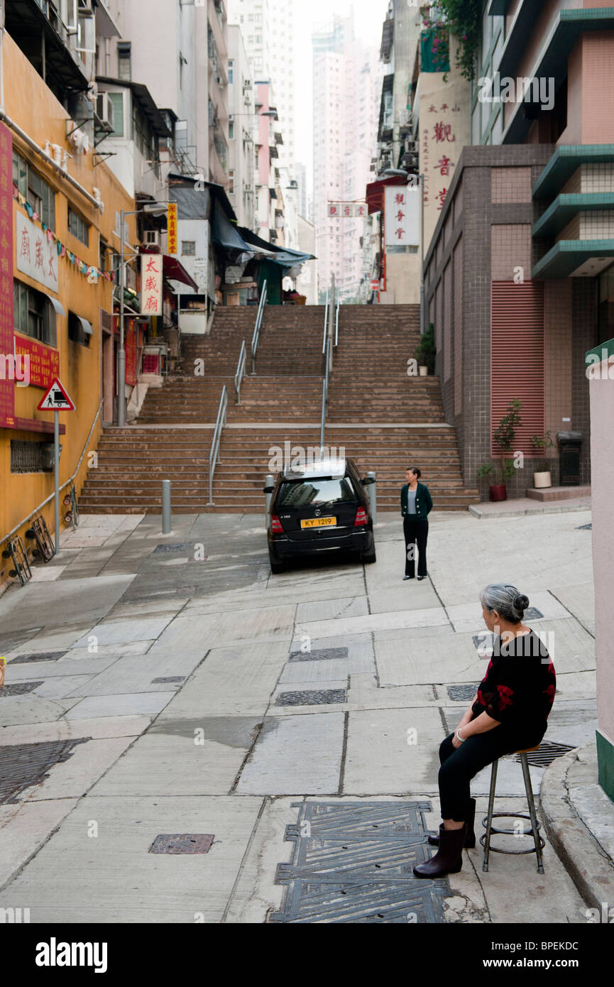 Tai Ping Shan Straße in Sheung Wan. Stockfoto