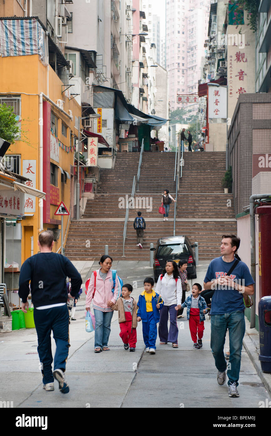 Tai Ping Shan Straße in Sheung Wan. Stockfoto