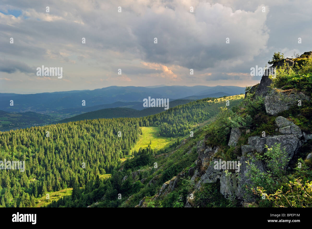 Blick auf die Vogesen, Elsass, Frankreich Stockfoto