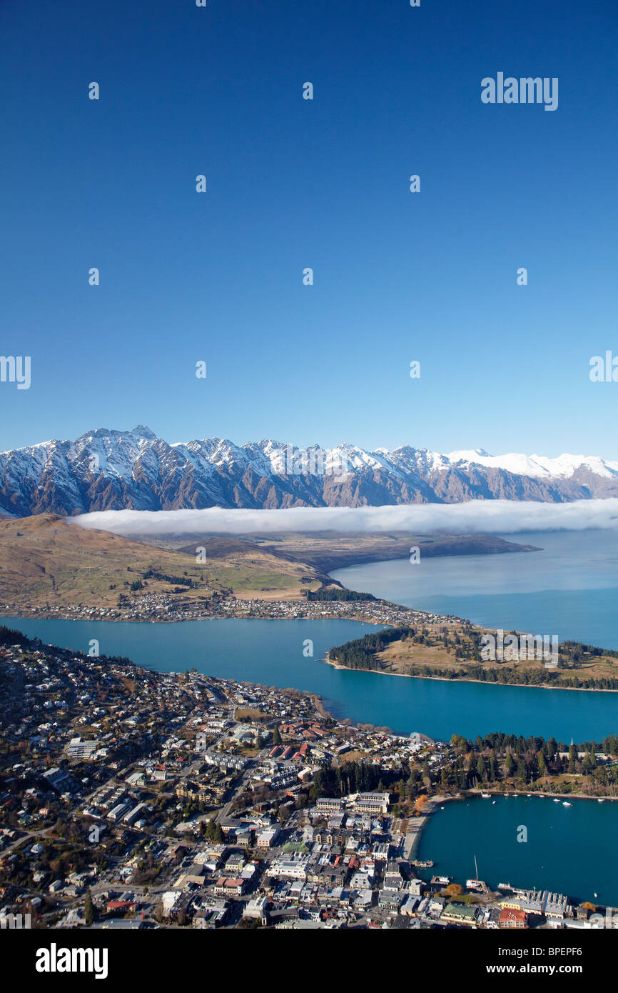 Die Remarkables, Lake Wakatipu und Queenstown, Südinsel, Neuseeland Stockfoto