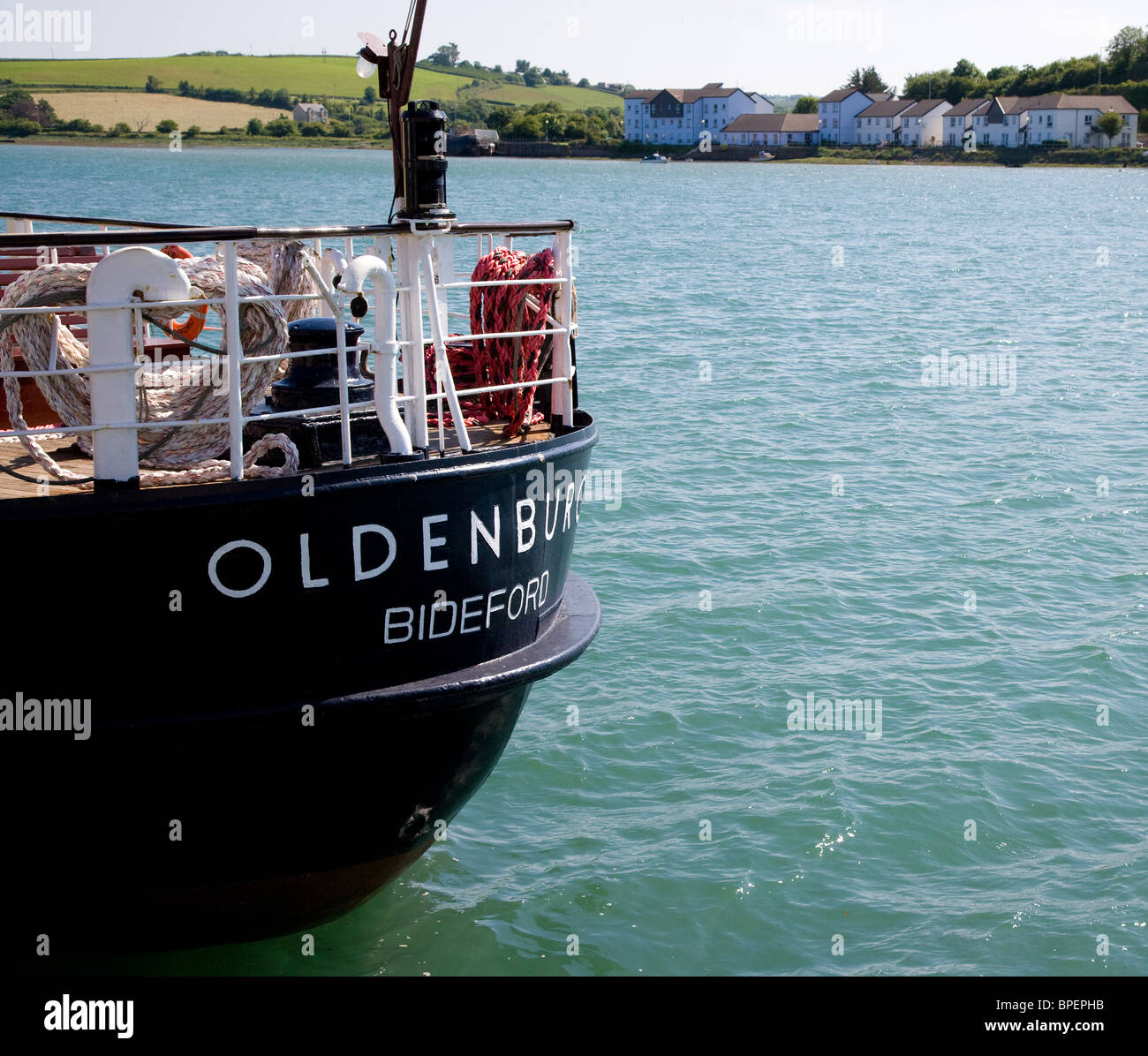 Achtern der SS Oldenburg im Dock Bideford, Devon - dieses Schiff Fähren Passagiere nach Lundy Island in den Bristolkanal Stockfoto