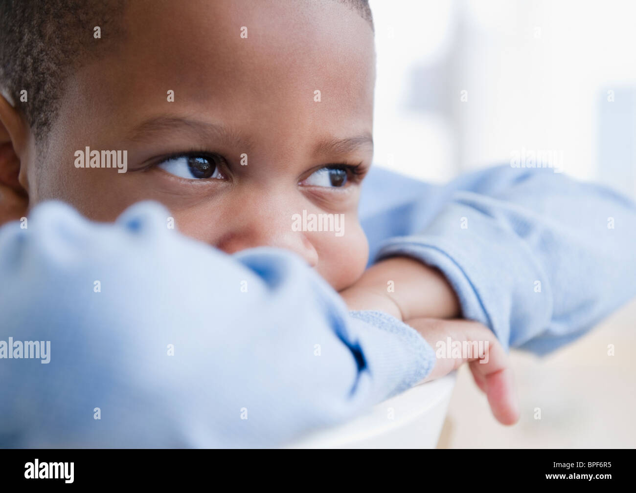 African American Boy Tagträumen Stockfoto