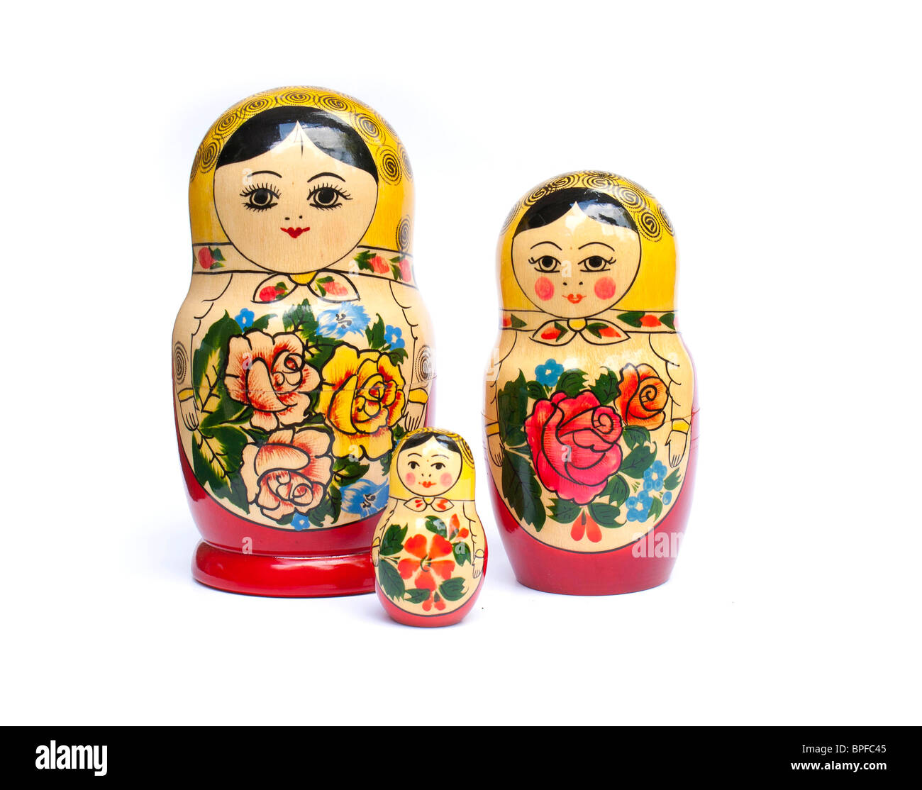 Russische Babuschka Puppen isoliert auf einem weißen Hintergrund-, die anderen sind in dieser Serie präsentieren Stockfoto