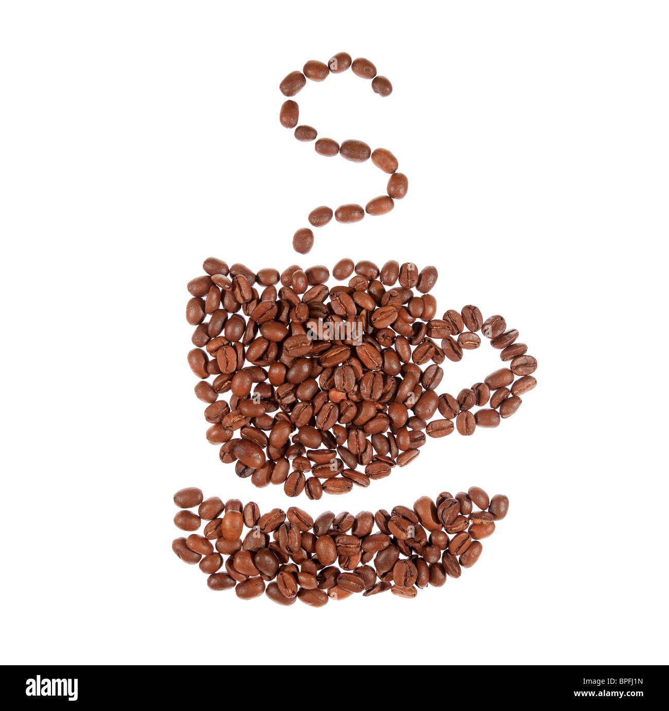 Große aromatische Kaffeebohnen Tasse Stockfoto