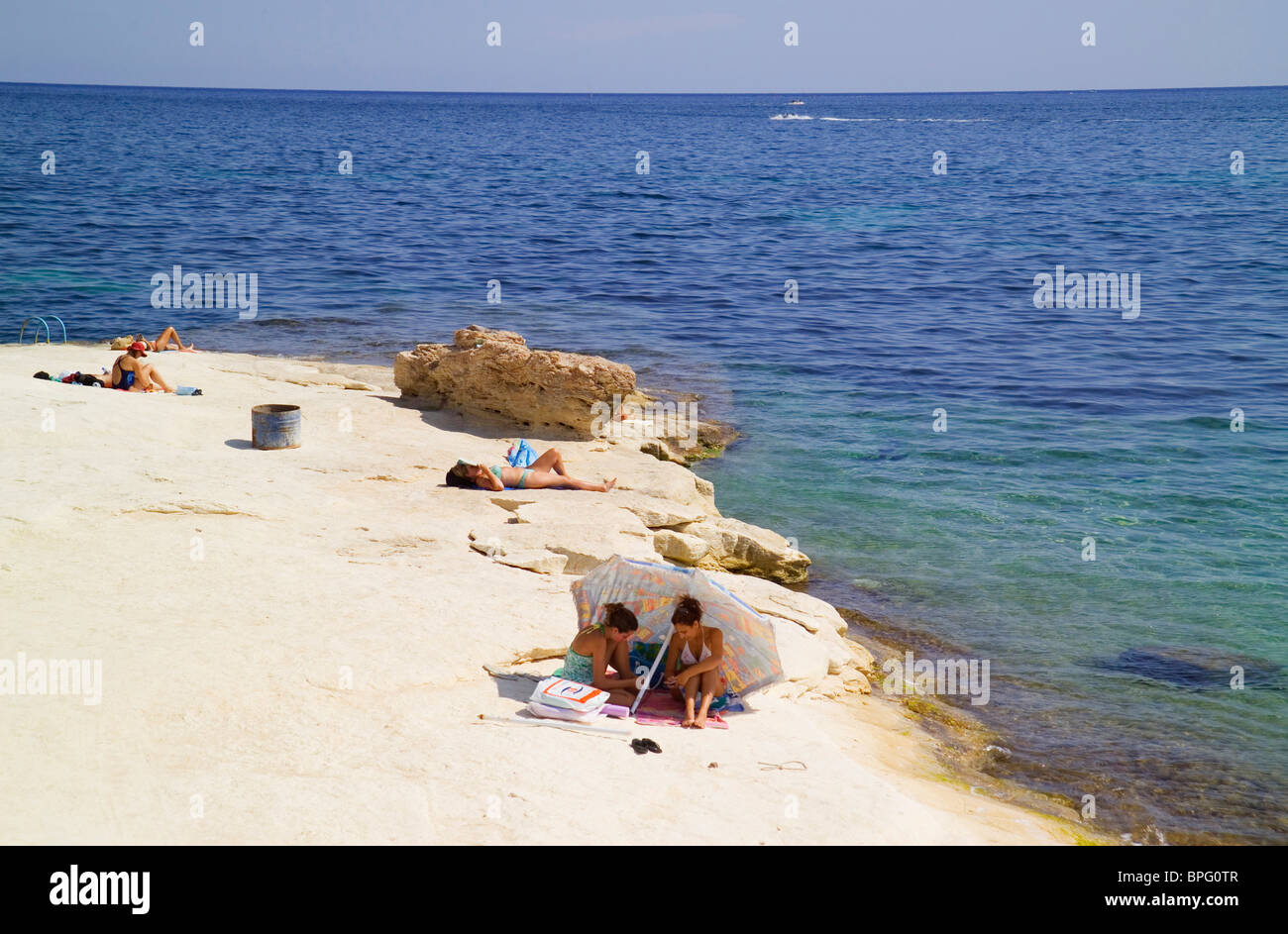 St. Thomas Bay, Marsascala, Malta Stockfoto